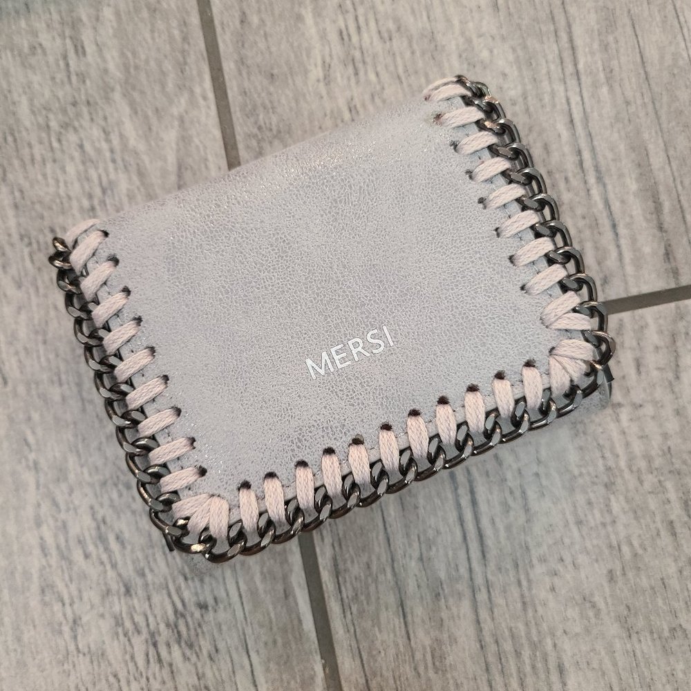 Mersi Alicia suede vegan leather wallet handmade grey